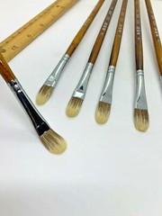 XDT#631 Filbert Style Paint Painting Brushes Set 6 Pc Size #6 Pure Squirrel Hair