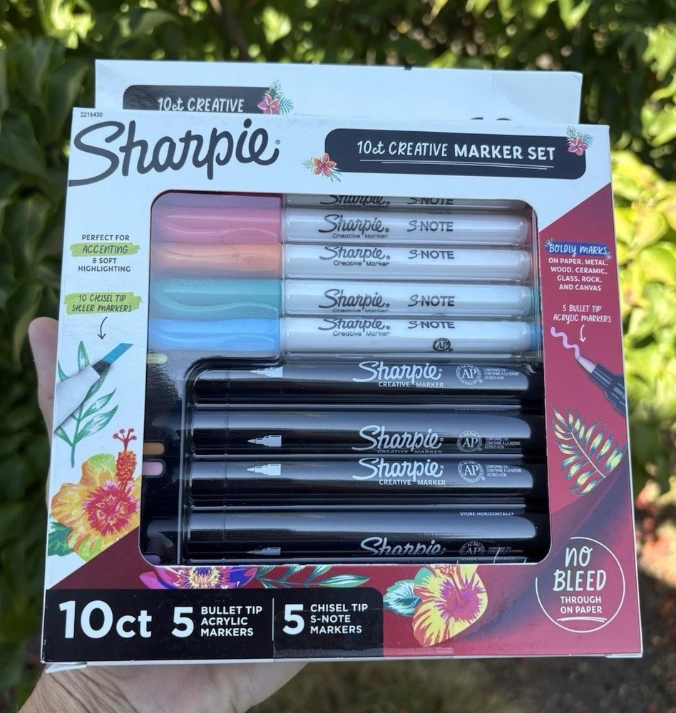 Sharpie Creative Markers Bullet Tip Acrylic M and Chisel Tip S Note Markers NIP