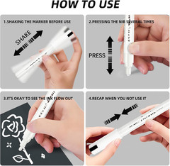 Acrylic White Paint Pens – 8 Pack 2-3MM Medium Tip & 0.7MM Extra Fine Paint Mark