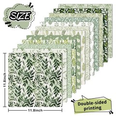 JarThenaAMCS 24 Sheets Greenery Floral Pattern Paper Double Sided Sage Green
