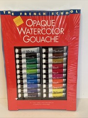 The French School Opaque Watercolor Gouache Set Assorted 20-Colors 10ml Brush