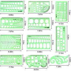 11PCS Geometric 17.8 to 25 Cm (Length) X 9.4 14.7 (Width), green
