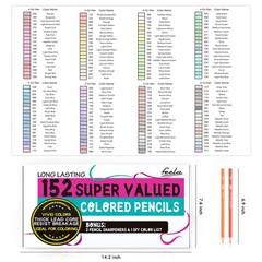 feela 152 Colored Pencils with Pencil Sharpener Premium 154 Piece Set, Multi