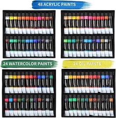 149Pcs Deluxe Artist Painting Set with Aluminum and Beech Wood Easel, 48 Colors