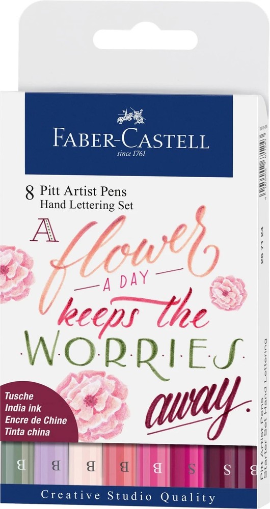 Pitt Artist Pens Brush Hand Lettering Set 8 Floral Tones Modern Calligraphy