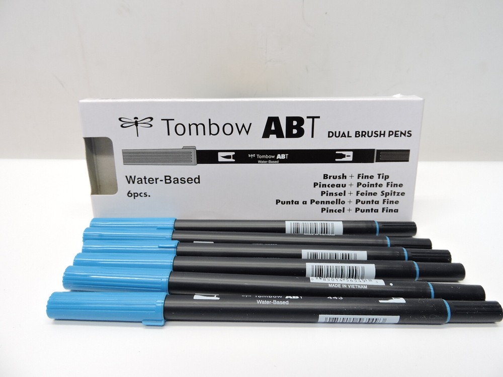 (Lot of 6) – Tombow 56549 Dual Brush Pen Art Marker, ABT 443 Turquoise NEW!