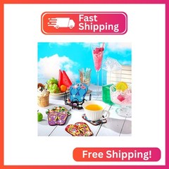 Shellwei 8 Pcs Flip Flop Diamond Art Coasters Summer Hawaii Tropical Beach Diamo