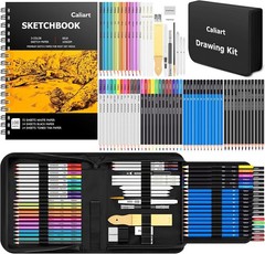 176PC Art Supplies Sketching Kit 100 Sheets 3-Color Sketch Book Professional
