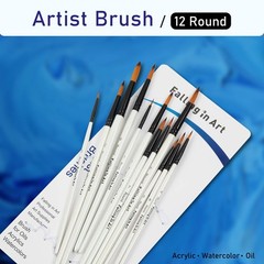 12 PCS Nylon Professional Round Paint Brushes Watercolor Acrylic Nail Art