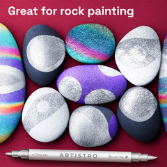 5 Silver Acrylic Paint Markers – Paint Pens for Drawing – for Fabric, Rock, Glas