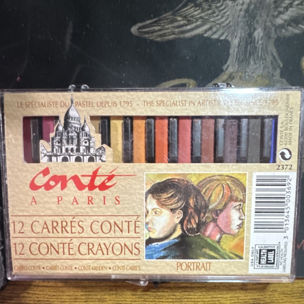 Vintage Conté à Paris Portrait Artists’ Chalk Set 12 Multicolor Pastels