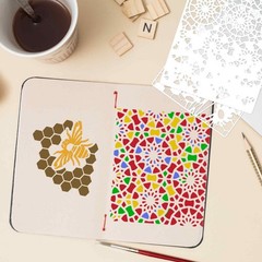 12Pcs Large Art Stencils for Crafts Reusable, Net 11×7 inches/28×18 cm, White