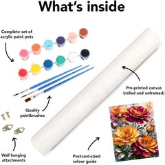 Ekuxom Flowers Paint by Numbers Kit for 16x20in (40x50cm), Flowers-1