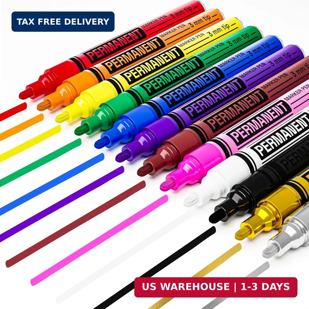 ARTISTRO 12 Oil-Based Permanent Paint Markers – Medium Tip Markers for Tire, Woo