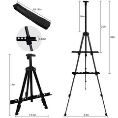 Adjustable Metal Artist Easel Stand, 17-66 Inch Height, Portable with Carry Bag