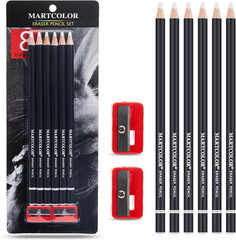 Professional Eraser Pencil Set, 6Pc Eraser Pencils and 2Pc Sharpener, Erasing Sm