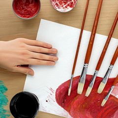 Protege Brush Set Hog Bristle Long Handle Artist Paint Brushes Craft Art 5 PCS