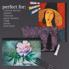 WA Portman Black Paper Sketchbook – A4 (8.3″ x 11.7″) Black Drawing Paper – 6…