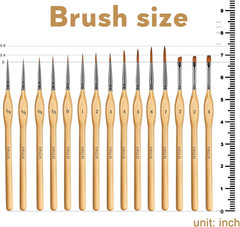 Miniature Paint Brushes, 15PCS Model Brushes Detail Paint Brush Set, Fine Detail