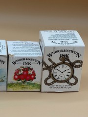 Vintage Winsor & Newton Drawing Ink Lot Silver Gold Ultramarine Scarlet Boxed