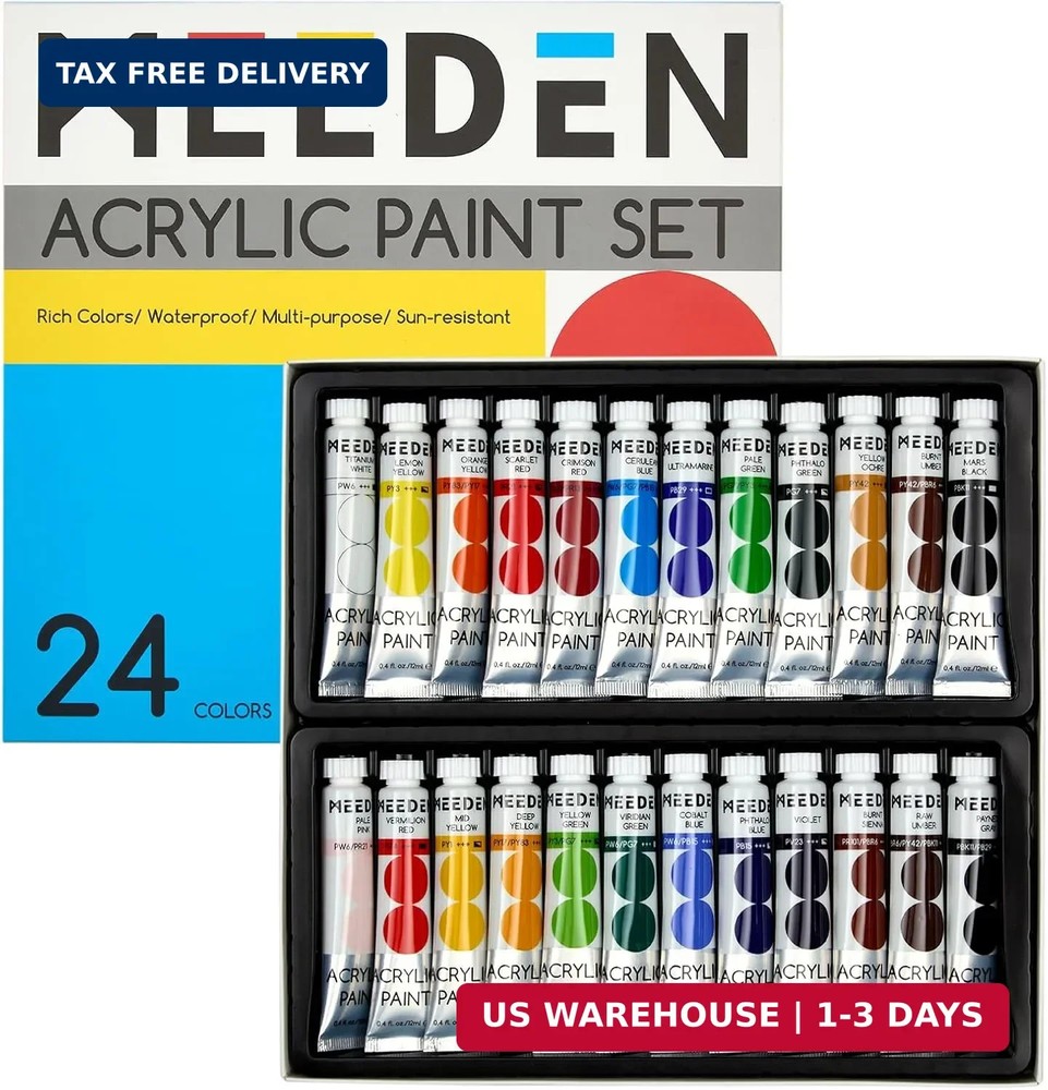 MEEDEN Beginners Acrylic Paint Set: 24 Colors 12ml/0.41 fl oz Heavy Body Art Cra