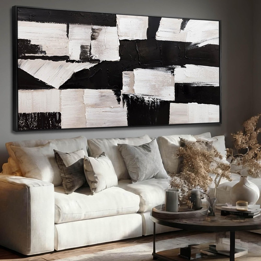 Graffiti Black Wall Art Geometry Abstract Neutral Large Framed Canvas Posters…