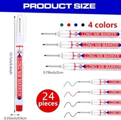24 Pieces Deep Hole Marker Pens 20 mm Deep Drill Hole Long Nib Marker Multi