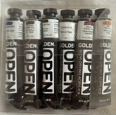 84–Golden Open Slow Drying Acrylics 22ml Paints Traditional Colors 6 Tubes