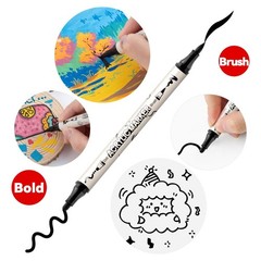 4 Black and 4 White Paint Pens Brush and Bold Dual-tip Acrylic Paint Marker S…