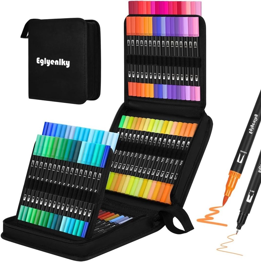 Dual Brush Art Markers with Fine Tip for Drawing Lettering Calligraphy