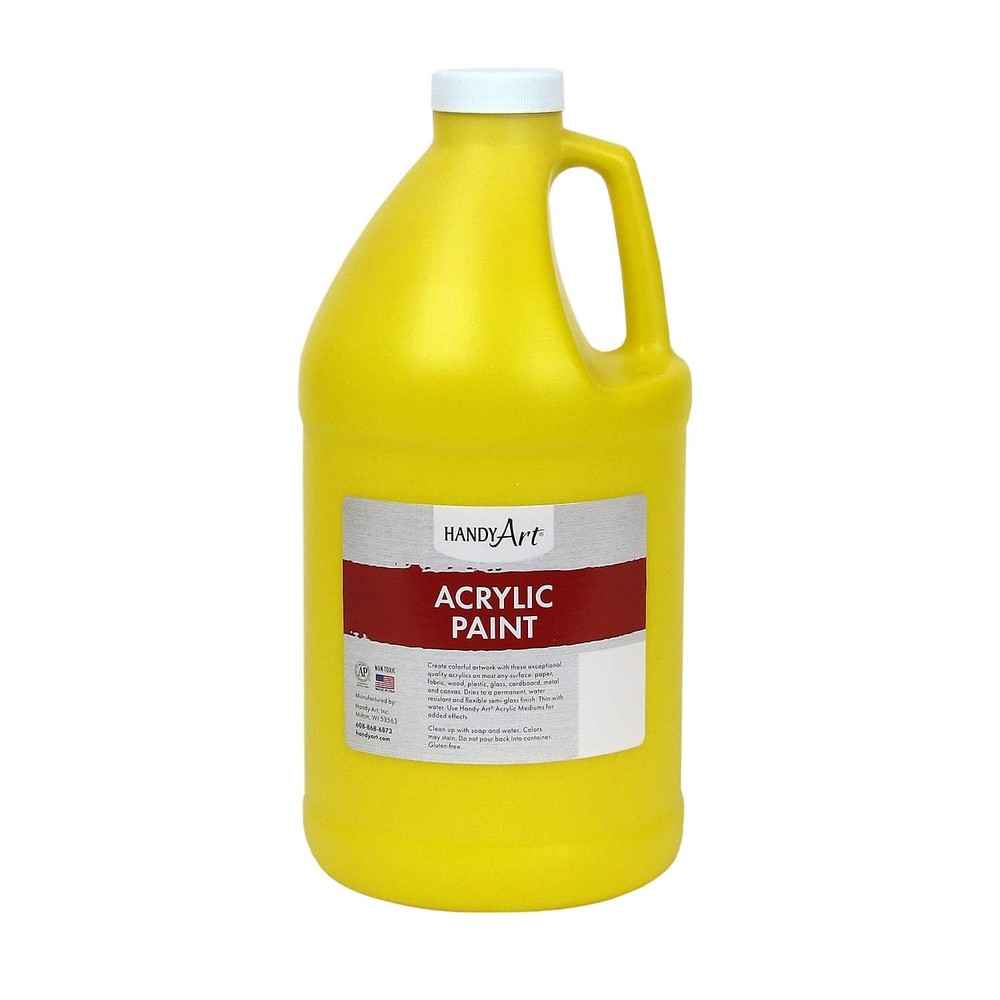 Acrylic Paint Half Gallon Jug 64 oz Chrome Yellow Color for Large Projects