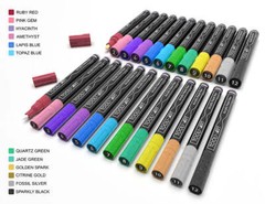 24 Glitter Acrylic Paint Pens Marker Set (0.7mm EXTRA FINE + 3.0mm MEDIUM)