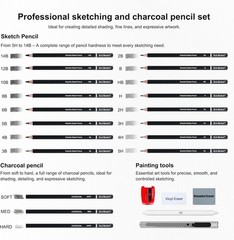Professional Sketch Pencil Set 24 Piece for Artists