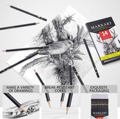 Versatile 14-Piece Non-Toxic Graphite Pencil Set for Drawing and Shading