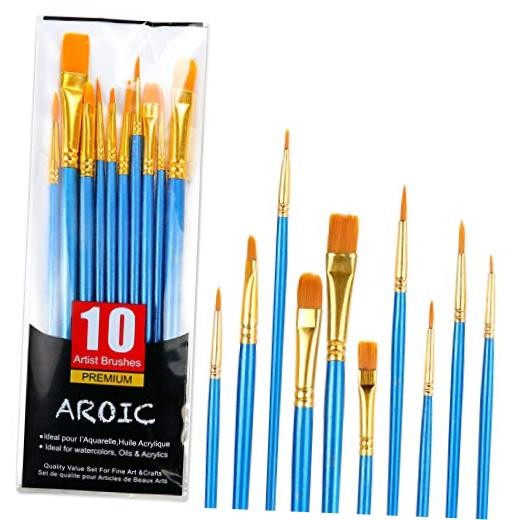 Acrylic Paint Brush Set – 1 Pack / 10 pcs Watercolor Brushes – 10pcs Blue