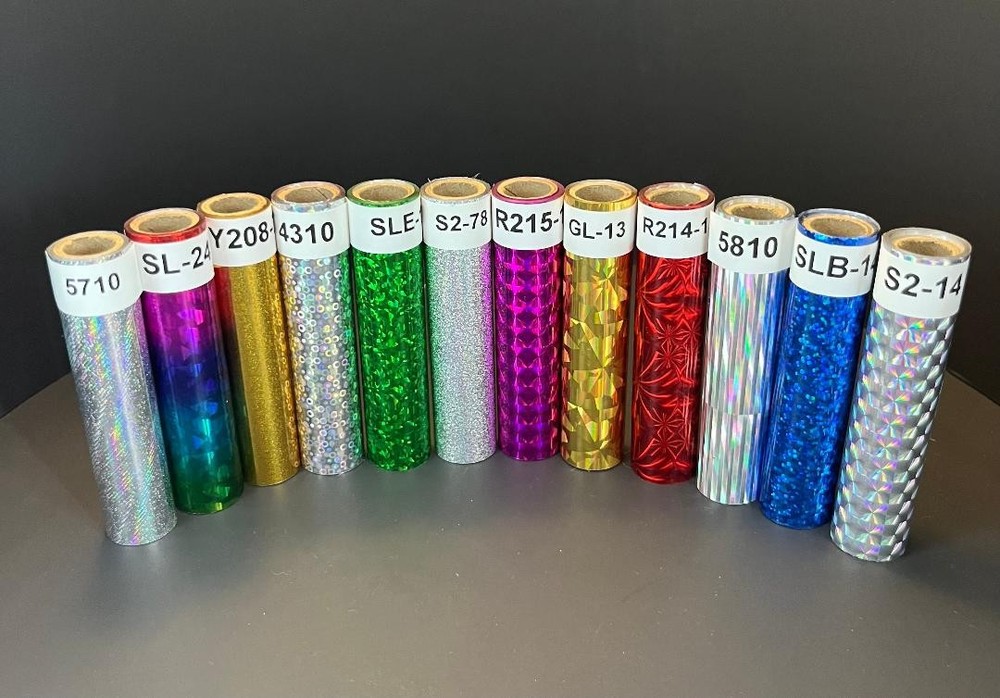 Hot Stamp Holographic Gilding Foil 12 Roll Sampler Pack- 3″ x10′ FREE SHIP