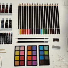 Mixed Media 104-Piece Deluxe Art Set with Wooden Box and Drawing Supplies NEW