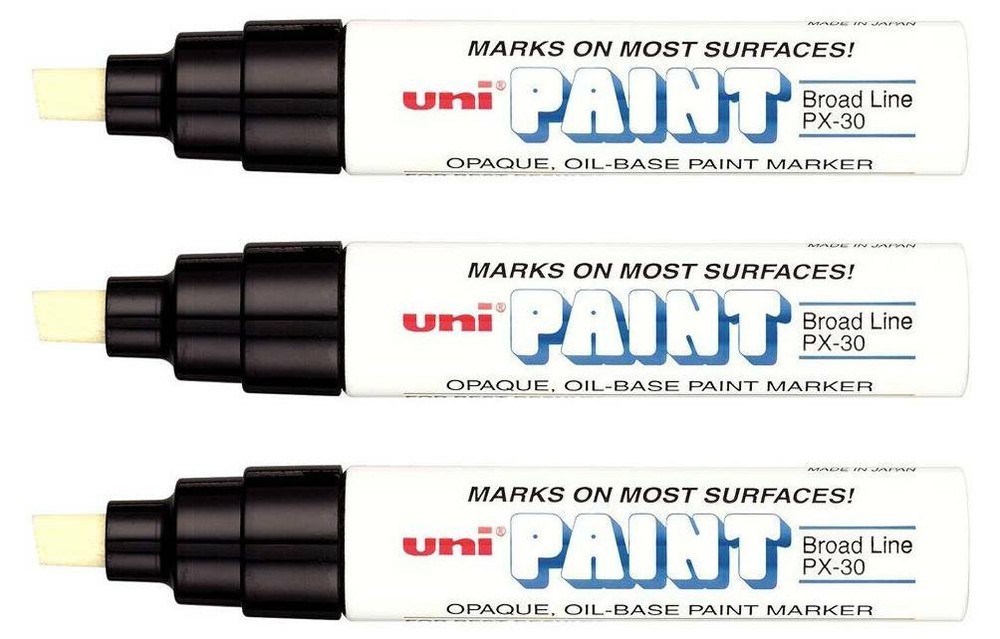 Uni-Paint 63731 PX-30 Oil-Based Permanent Marker, Bold Line, Black, 3-Pack