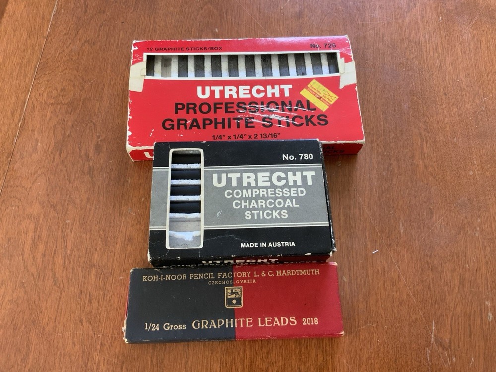 Vintage Artists Charcoal Lot – Utrecht Charcoal & Graphite Sticks & Koh I Noor