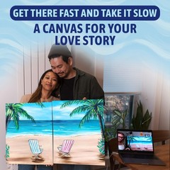 Get There Fast and Take It Slow, Date Night Painting Kit for Couples, Canvase…