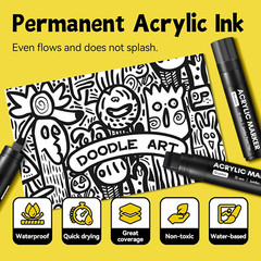 3 Jumbo Permanent Markers Black 15Mm Thick Wide Tip Large Acrylic Paint Marker