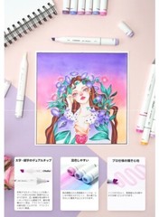 Ohuhu Marker Pen 48 Pastel Soft Colors Bold Chisel & Fine Tip Illustration Japan