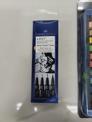 Faber Castell 4 Pitt Artist Pen Set Black India & LC 11 Basic Soft Pastels 884.
