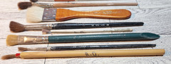 Artist Paint/Pottery Brushes Lot Of 15+1 Hake Brush Various Sizes/brands