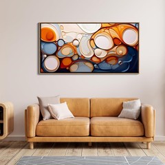 Large Abstract Wall Art: Framed Canvas for Living Room – Colorful Modern Aest…