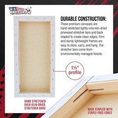 6″ x 12″ Gallery Depth 1-1/2″ Profile Stretched Canvas 5-Pack – Gesso Primed