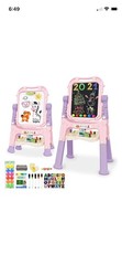Adjustable Double-Sided Art Easel for Kids with Painting Accessories – Pink