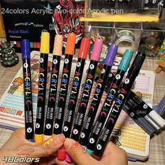 48 Color Acrylic Paint Markers Dual Tip Brush Fine Point Paint Pens Art Set