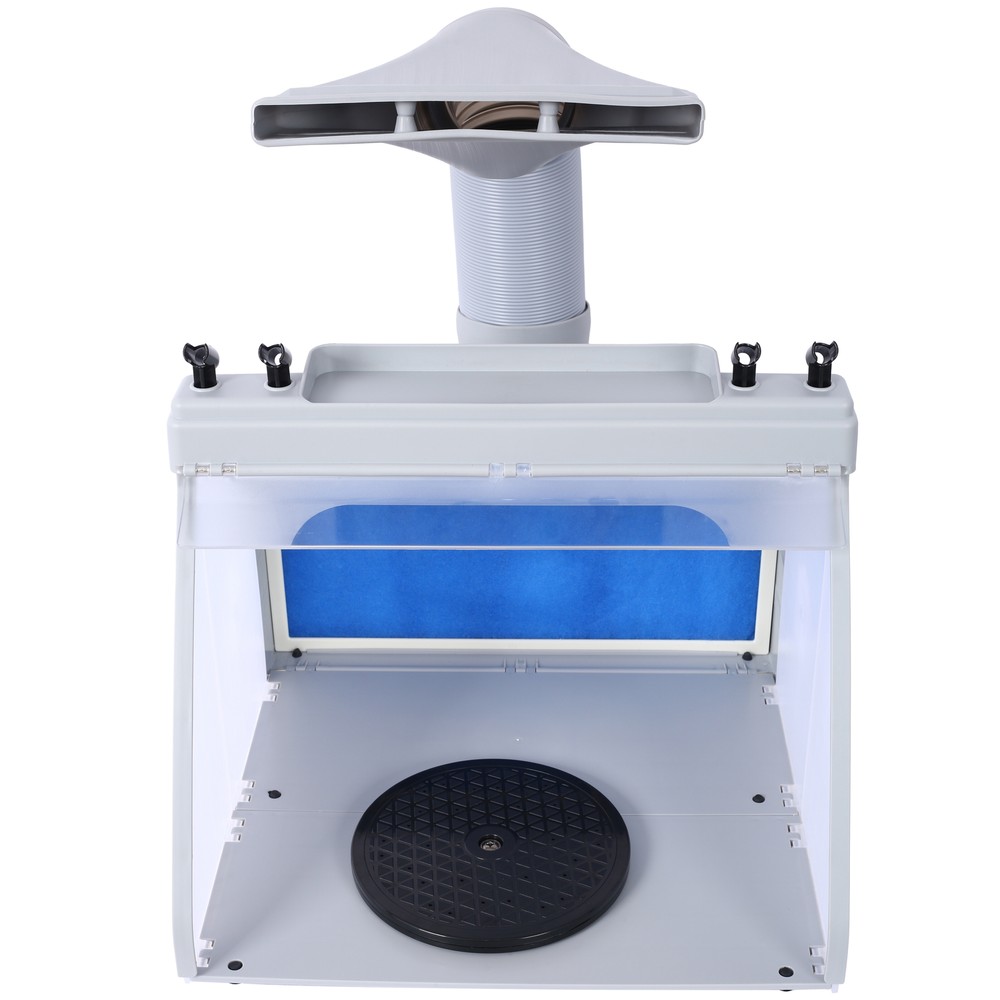 Portable Airbrush Spray Booth Kit with 3 LED Lights Turntable Set Model DIY Tool