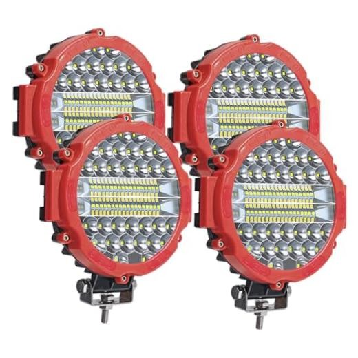 4 Pcs 201W Led Light, 7 Inch Round Led Light Bar Off Road Auxiliary Red 4